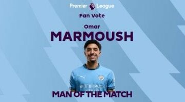 عمر مرموش أفضل لاعب فى مباراة مان سيتي ضد بورنموث بالدوري الإنجليزي –  سبق 24