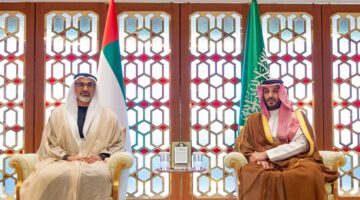ولي العهد يستعرض مجالات التعاون المشترك مع ولي عهد أبوظبي