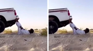 شخص يحرر سيارته العالقة في الرمال بطريقة غريبة تثير دهشة المتابعين