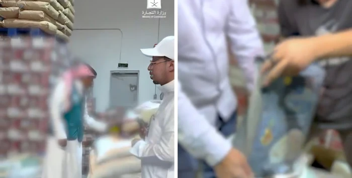 مستودع غير مرخص في الرياض يعبئ أرزًا منتهي الصلاحية بعلامات مزورة – بالفيديو