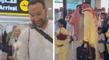 استقبال حافل للحجاج في مطار الدمام والأحساء بالورود ودموع الفرح